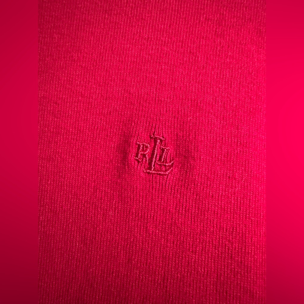 Lauren Ralph Lauren Red Cotton Long Sleeve Scoop Neck Casual Elegant Cozy Shirt - Picture 3 of 4